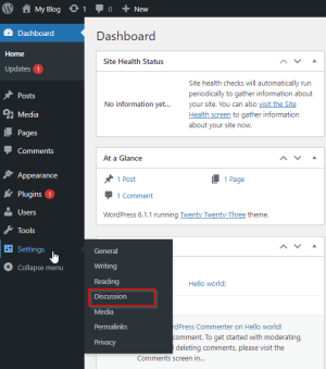 WordPress – Discussion Setting