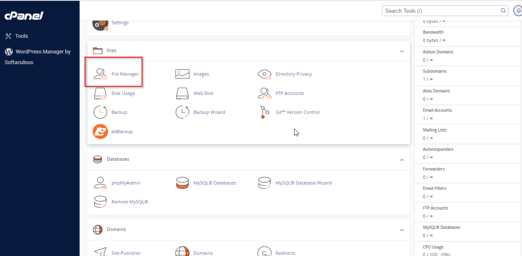 File Manager – cPanel